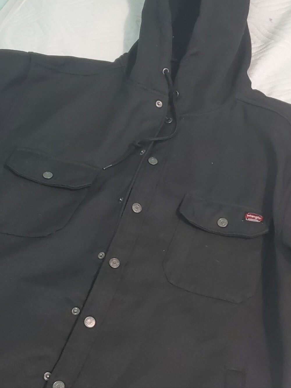 Wrangler Black Hooded Field Jacket with Snap Pockets